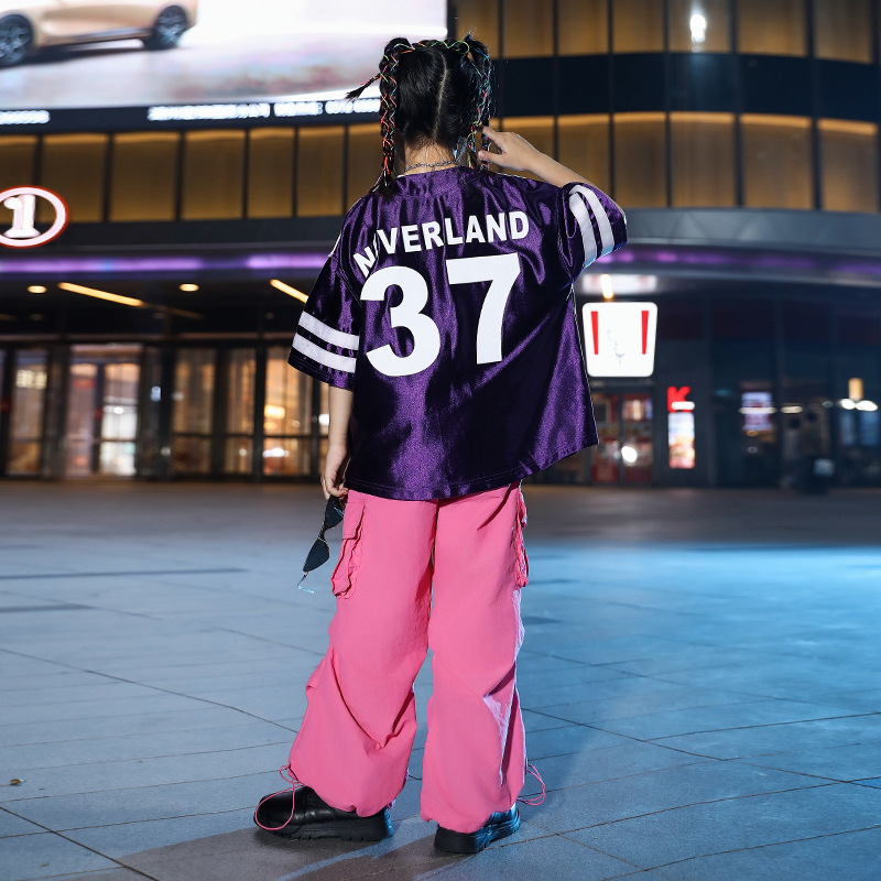 Set de haine pentru dansuri de jazz și hip-hop pentru copii, inspirat de Gidle, stil coreean de scenă, Primăvara 2024, material modal 50%