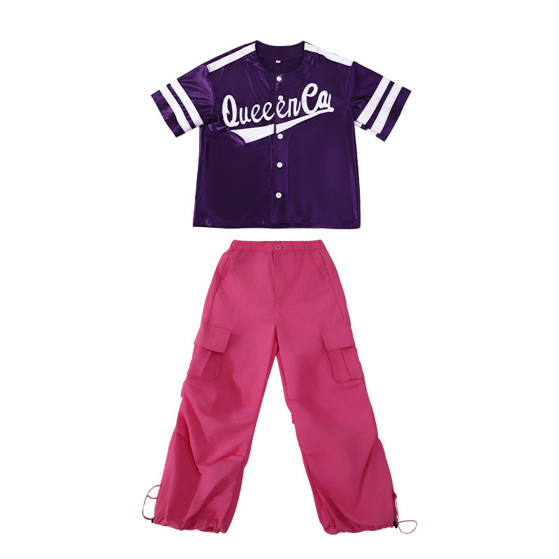 Set de haine pentru dansuri de jazz și hip-hop pentru copii, inspirat de Gidle, stil coreean de scenă, Primăvara 2024, material modal 50%