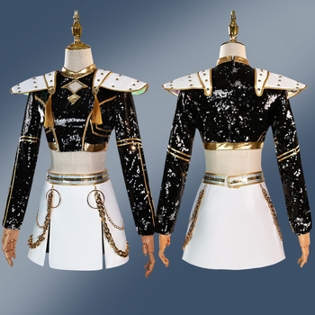 Cosplay kostīms – démonu mednieku raganu grupa, iedvesmojusies no K-Pop meiteņu grupas; poliesters, 95%+ galvenā auduma saturs; pavasaris 2025; produkta kods 123669; piemērots animācijas lellēm un anime lomu spēlēm