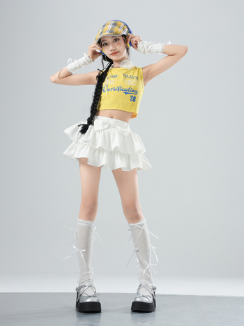 Set za djevojčice za jazz ples – pamukasto vlakno miješano (50% pamuka), sladak i trendi stil, ljeto 2025, odjeća za dječje nastupe