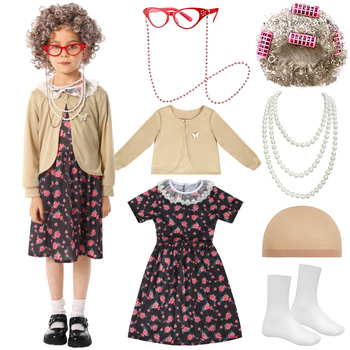 Косплей костюм за баба персонаж – Полиестер, едноцветен плат, подходящ за обикновено сценично облекло, за деца до 17 години, есен 2025