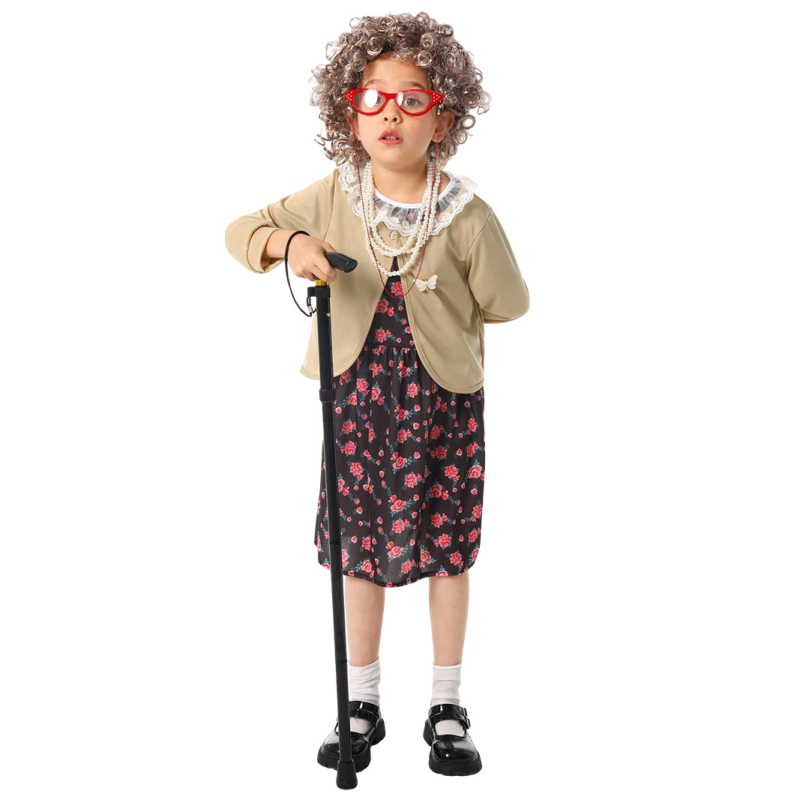 Косплей костюм за баба персонаж – Полиестер, едноцветен плат, подходящ за обикновено сценично облекло, за деца до 17 години, есен 2025