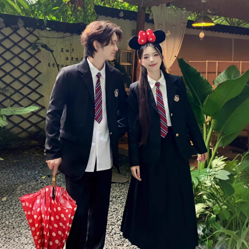 Costum de uniformă școlară în stil colegiu de toamnă pentru gimnaziu și liceu, unisex, sacou britanic pentru zile sportive și spectacole corale, poliester 80–90% și spandex 80–90%, lansat în primăvara 2024