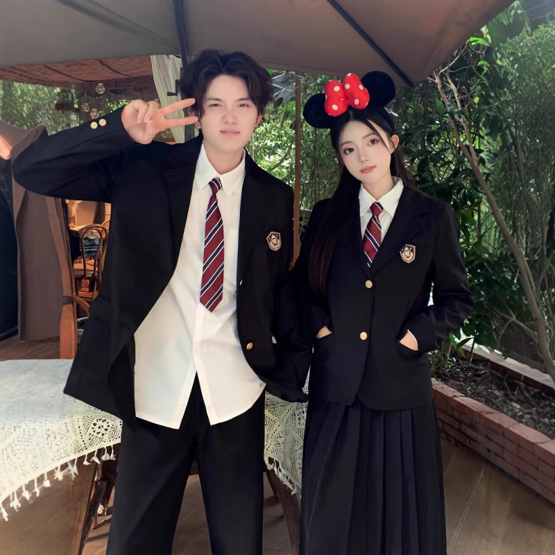 Costum de uniformă școlară în stil colegiu de toamnă pentru gimnaziu și liceu, unisex, sacou britanic pentru zile sportive și spectacole corale, poliester 80–90% și spandex 80–90%, lansat în primăvara 2024