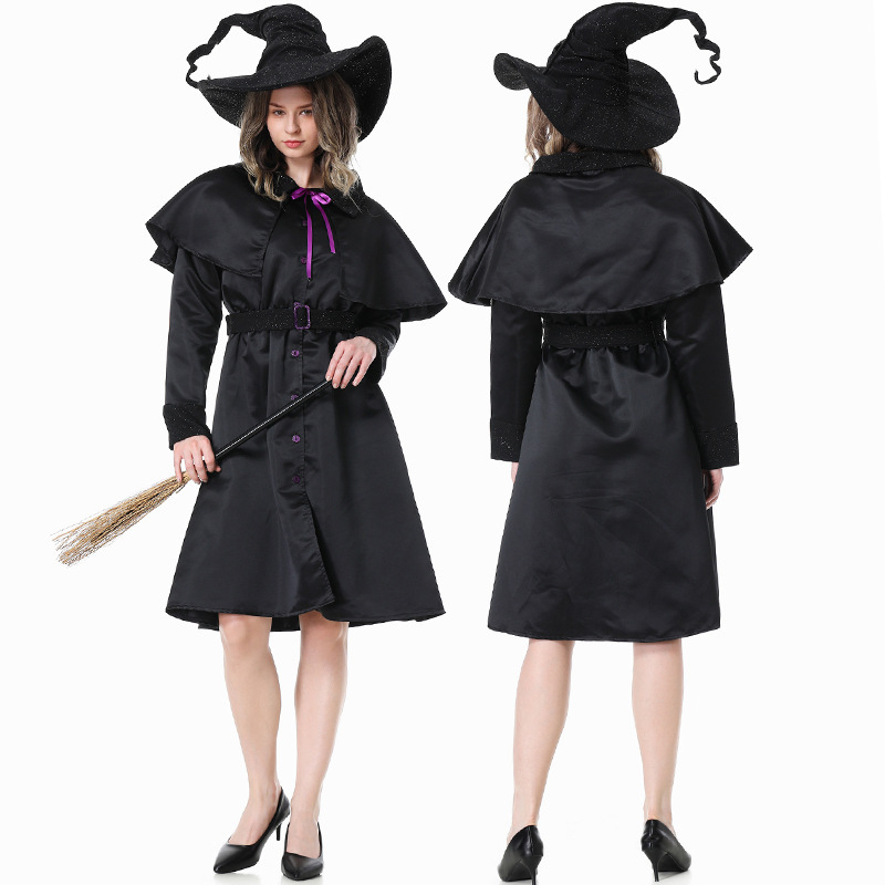 Halloween kostým – dlhý plášť pre mága/čarodejnicu, unisex, látka: polyester s elastanom (<30%), Uvedenie: zima 2022, vhodné pre vek 18–24 rokov.