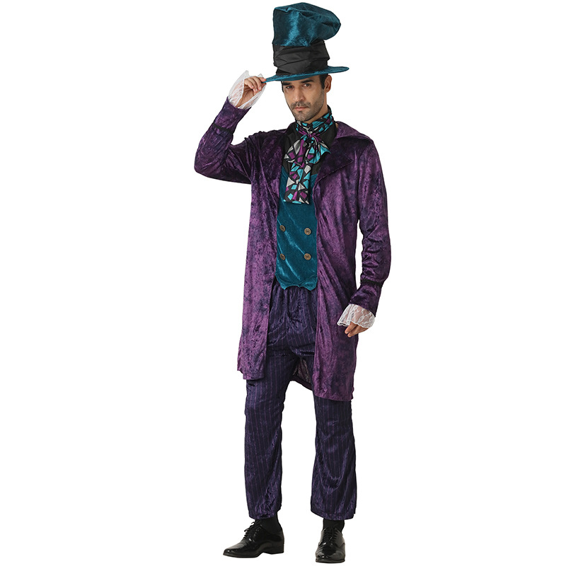 Earspooky scénický kostým Mad Hatter King Queen, unisex, zmes polypropylénu a polyesteru pre divadelné predstavenie