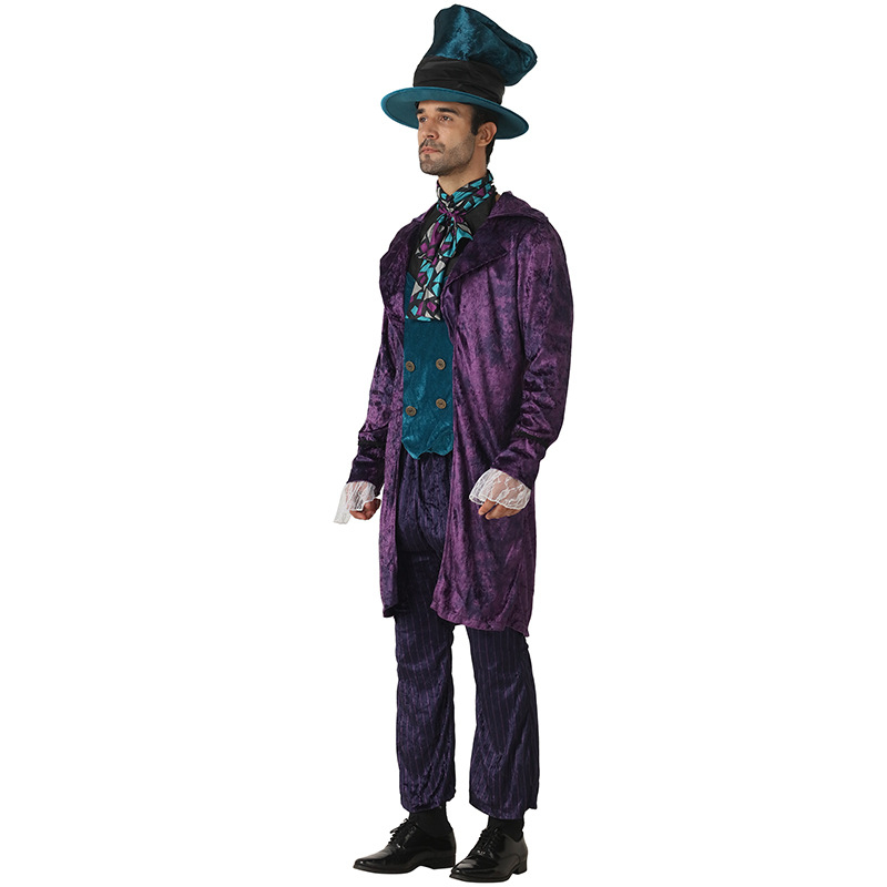 Earspooky scénický kostým Mad Hatter King Queen, unisex, zmes polypropylénu a polyesteru pre divadelné predstavenie