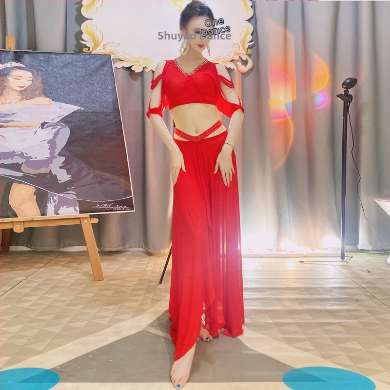 Комплект за Belly Dance за репетиции със кристални камъни, материя: смес от синтетични влакна, 80% спандекс, за възрастни жени, есен 2022