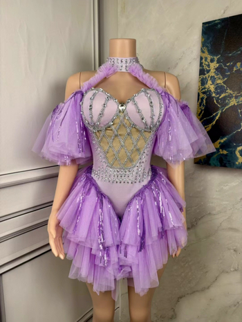 Costum de scenă în stil mecanic, cu paiete și broderie, țesătură Spandex (50–70%), primăvara 2025