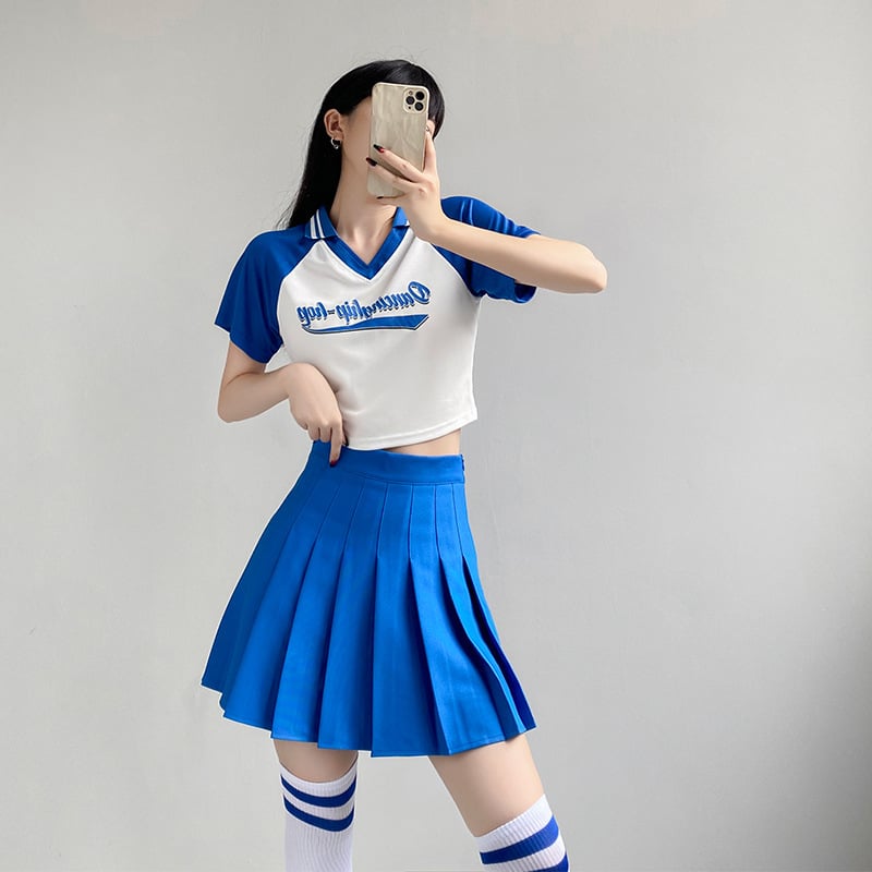 Vară 2023: Costum feminin de grup pentru dans pe campus – țesătură bumbac-poliester, 80-90% poliester, 80-90% bumbac.