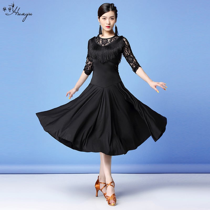 Huayu Rochie de dans latin pentru femei, țesătură plasă + mătase lapte + ciucuri, nailon 80%, primăvara 2022, vârstă 25–29