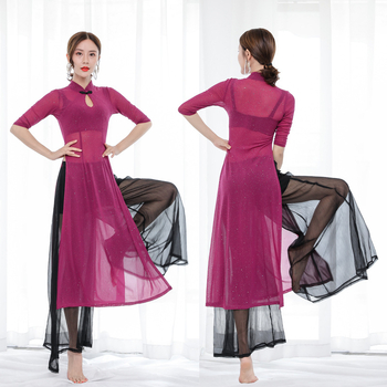 Set kostima istočnjačkog plesa: haljina u stilu Cheongsam i hlače za ples trbuha, mrežasti materijal i spandex 90%, ljeto 2025