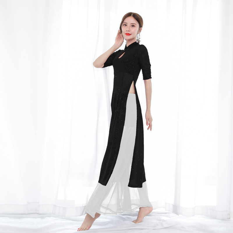 Set kostima istočnjačkog plesa: haljina u stilu Cheongsam i hlače za ples trbuha, mrežasti materijal i spandex 90%, ljeto 2025
