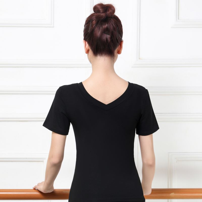 Ženski set za plesnu praksu: top s V-izrezom i prilagodljive hlače od chenille-spandex materijala, za moderan ples i pripremu za umjetnički ispit i etiketu.