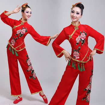 Ženski Yangko kostim za izvedbe, marka Doudou Dance Clothes, Millennium hemp tkanina s 70–80% poliestera, pogodan za Yangge nastupe, zimsko izdanje 2023, za žene 18–24.