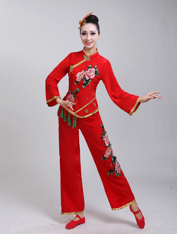 Ženski Yangko kostim za izvedbe, marka Doudou Dance Clothes, Millennium hemp tkanina s 70–80% poliestera, pogodan za Yangge nastupe, zimsko izdanje 2023, za žene 18–24.