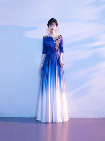 Rochie de seară pentru cor feminin, cu design prin colaj, stil chinezesc, vară 2025, țesătură din poliester, compoziție poliester 50–70%