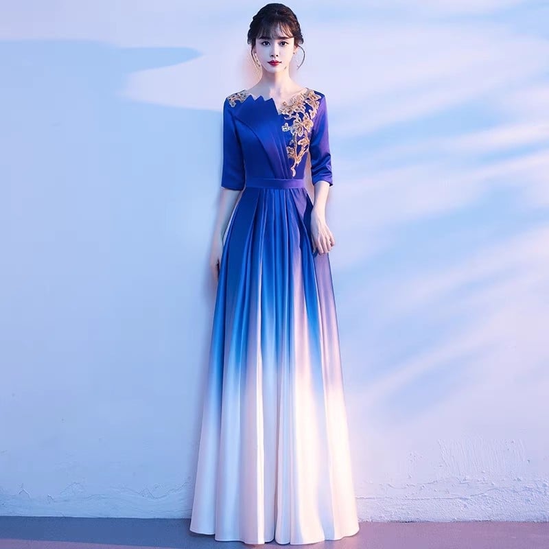 Rochie de seară pentru cor feminin, cu design prin colaj, stil chinezesc, vară 2025, țesătură din poliester, compoziție poliester 50–70%