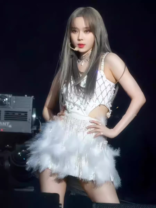 Set rochie cu bretele, în stil aespa, pentru spectacole pe scenă – vara 2023, componența principală a materialului 90–95%, material: altul, stil: hip-hop, tip stil: street fashionista