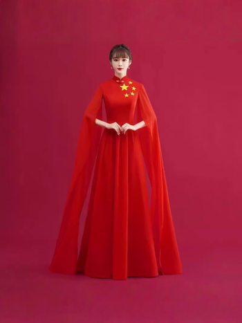 Fustă lungă de scenă pentru femei, pentru spectacole de cor, stil chinezesc retro literar, material chiffon; acetat 50–70%; poliester 50–70%