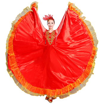 Etničko plesno scensko odijelo za žene, duga swing suknja, glavni materijali: Mulberry Silk + Linen; podstava: Ramie; spol: Žena; prigoda: scensko nastup