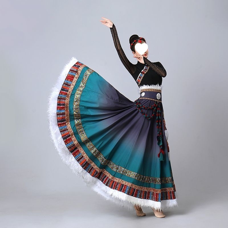 D5T tibetanski gradientni kostim za izvedbeni ples, unisex, Chenille tkanina, 70–80% Spandex, proljeće 2025
