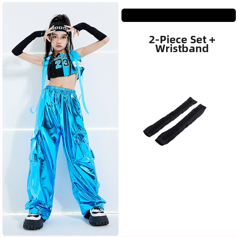 Dievčenský jazzový tanečný kostým pre detské pouličné/hiphopové vystúpenia – leto 2024, 100% polyester, detské scénické a tanečné oblečenie, bezpečnostná trieda B, vhodné pre 8+ rokov