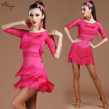Ženska haljina za latino ples s čipkom i resicama, tkaniina Milk Silk + čipka + resice, glavni materijal: Spandex, udio glavnog materijala 70–80%, ljeto 2022