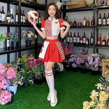 Set unisex de costume pentru cheerleading și dans, amestec poliester-spandex, potrivit pentru dans popular, primăvara 2025