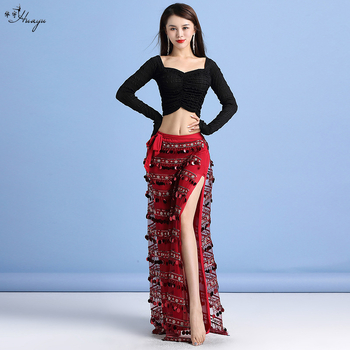 Kostim za belly dance za žene s šljokicama i resicama, od spandeksa i elastične mreže, za početnice, proljeće 2025