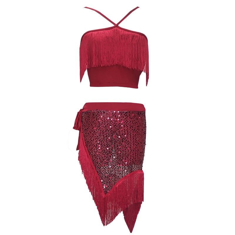 Kostim za belly dance – top s resicama, mliječna svila, šljokice i kristali, poliester, ljeto 2025