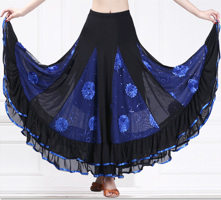 Yihuang Suknja za dvoranski ples s fliterima, korejska mreža, poliester + spandex (<30%), zima 2025