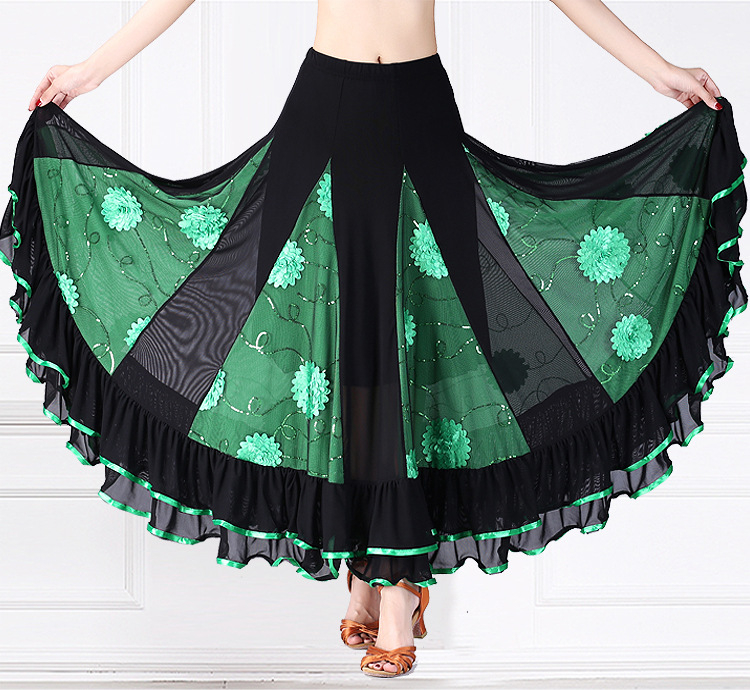 Yihuang Suknja za dvoranski ples s fliterima, korejska mreža, poliester + spandex (<30%), zima 2025