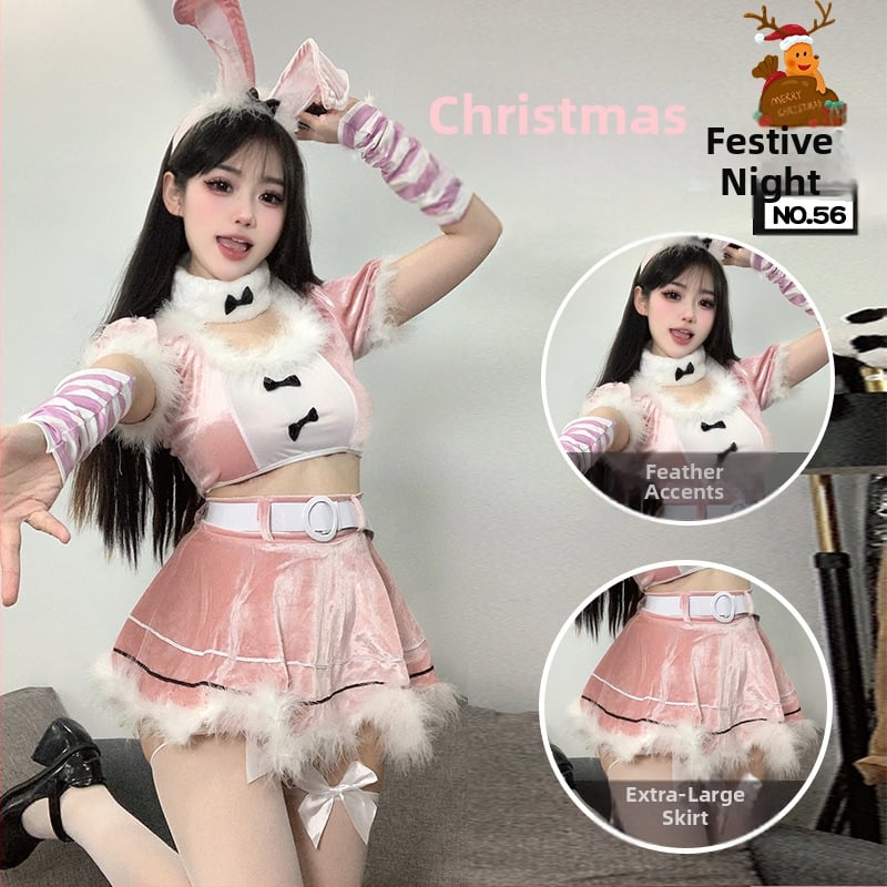 Costum cosplay de Crăciun cu iepuraș-copil: uniformă sexy pentru scenă — Brand Izu Story; Sezon: Vara 2023; Material: poliester; Material principal: poliester 30–50%; Material secundar: poliester 30–50%