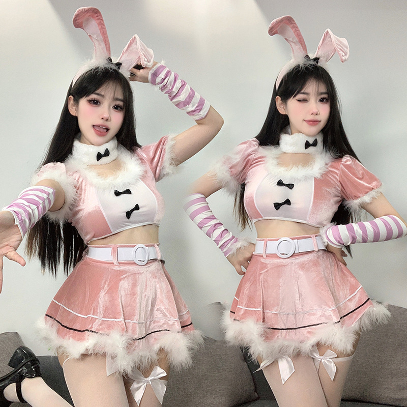 Costum cosplay de Crăciun cu iepuraș-copil: uniformă sexy pentru scenă — Brand Izu Story; Sezon: Vara 2023; Material: poliester; Material principal: poliester 30–50%; Material secundar: poliester 30–50%