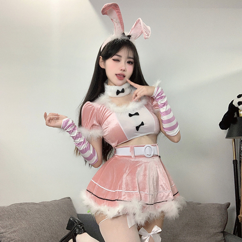 Costum cosplay de Crăciun cu iepuraș-copil: uniformă sexy pentru scenă — Brand Izu Story; Sezon: Vara 2023; Material: poliester; Material principal: poliester 30–50%; Material secundar: poliester 30–50%