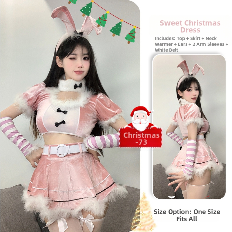 Costum cosplay de Crăciun cu iepuraș-copil: uniformă sexy pentru scenă — Brand Izu Story; Sezon: Vara 2023; Material: poliester; Material principal: poliester 30–50%; Material secundar: poliester 30–50%