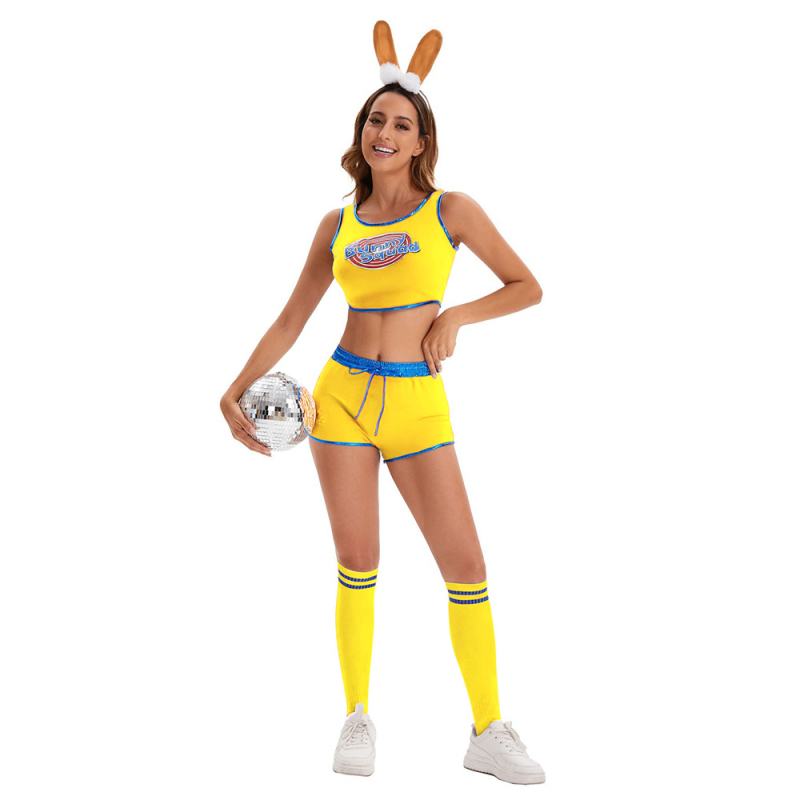 Set kostima za cheerleading nastup - 3 komada: gornji dio, šorc i dodatak za glavu; poliester materijal, 90-95% poliester; ženski pozorišni kostim, proljeće 2025, za uzrast 18-24 godina