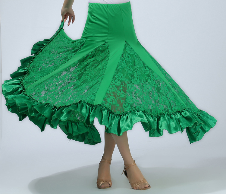 Haljina za ballroom ples za žene, čipka, velika suknja, materijal mliječna svila, poliester 96% + spandex 4%, ljeto 2024