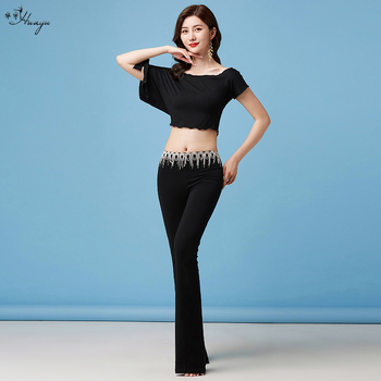 Fashion Huayu Belly Dance set od modalnog materijala, opušteni bat rukavi, dugi hlače i šal s resicama trokuta za početnike