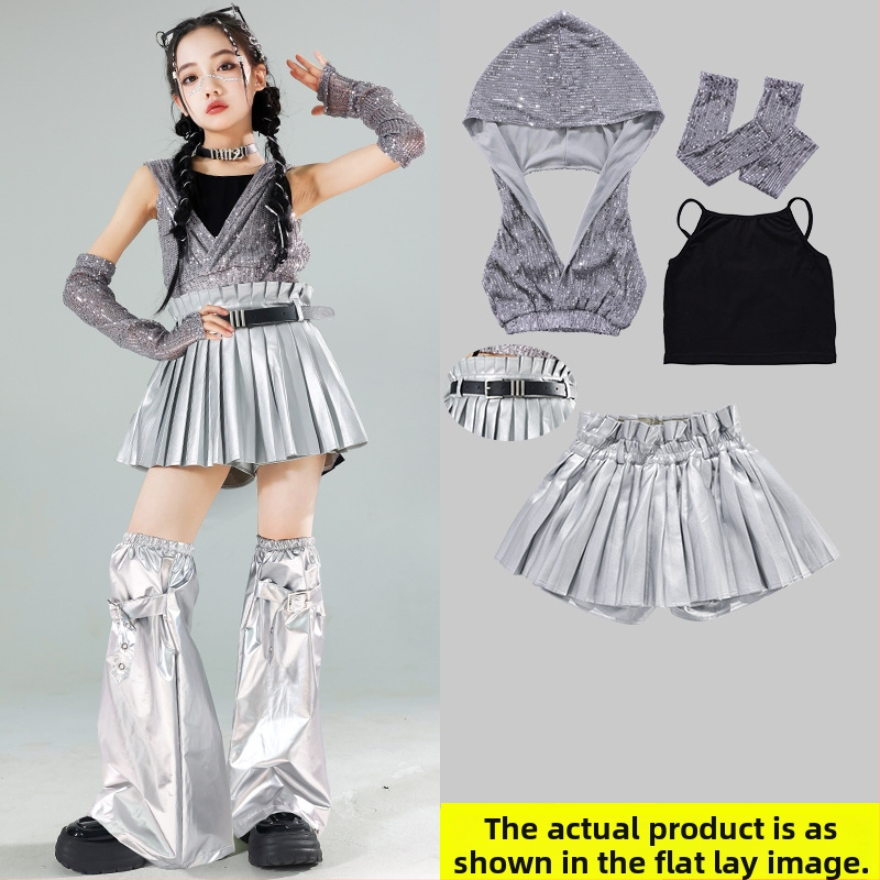 Dievčenský kostým na vystúpenie s flitrami – Jazz Hip-Hop, leto 2024, pre dievčatá nad 8 rokov