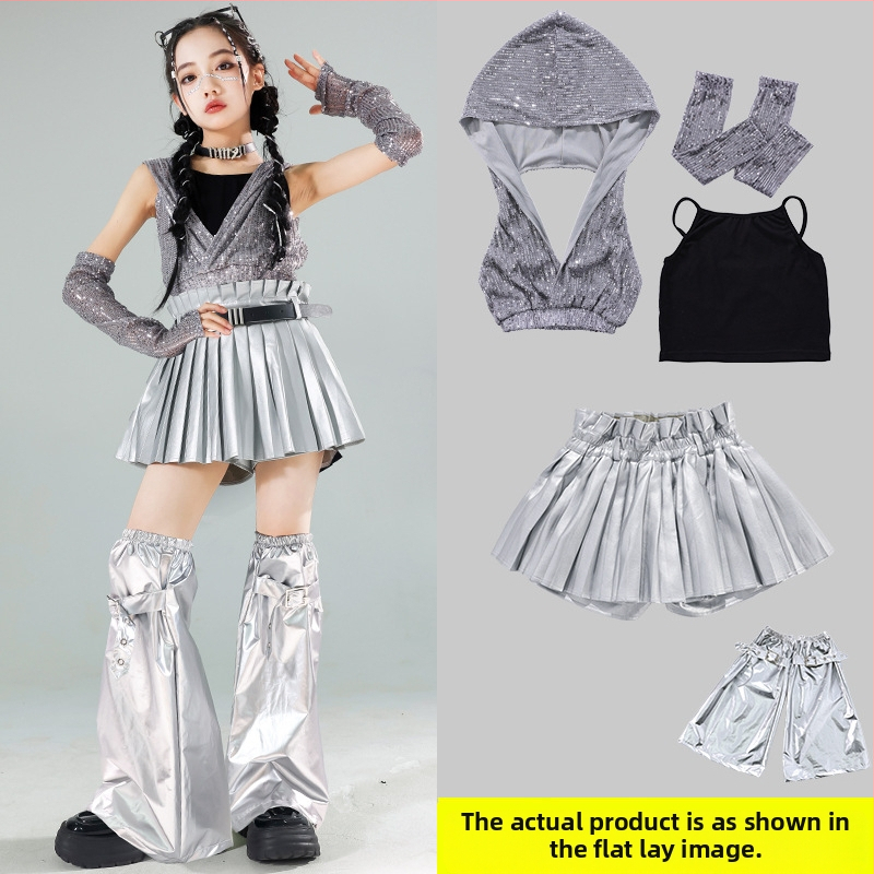 Dievčenský kostým na vystúpenie s flitrami – Jazz Hip-Hop, leto 2024, pre dievčatá nad 8 rokov