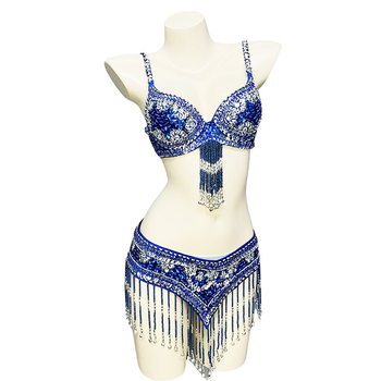 Set grudnog pojasa za Belly Dance, visokokvalitetni scenski kostim s perlama i vezom, PVC 50–70% / poliester 30–50%, šivanje, seksi street stil, zima 2022