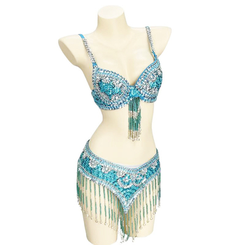 Set grudnog pojasa za Belly Dance, visokokvalitetni scenski kostim s perlama i vezom, PVC 50–70% / poliester 30–50%, šivanje, seksi street stil, zima 2022
