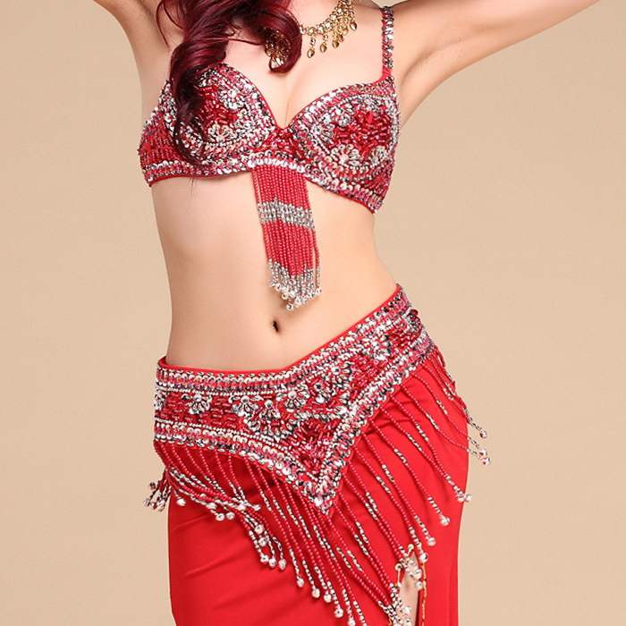 Set grudnog pojasa za Belly Dance, visokokvalitetni scenski kostim s perlama i vezom, PVC 50–70% / poliester 30–50%, šivanje, seksi street stil, zima 2022