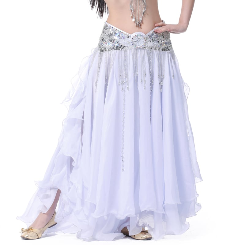 Šifon suknja za belly dance s dvostrukim prorezima i visokim prorezom, 100% poliester