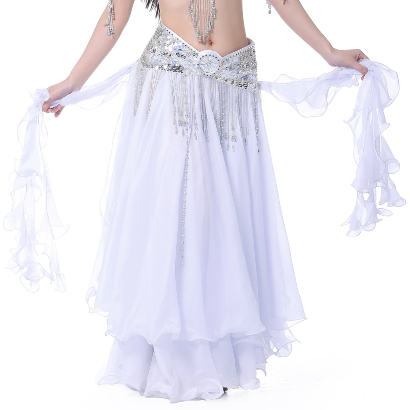 Šifon suknja za belly dance s dvostrukim prorezima i visokim prorezom, 100% poliester