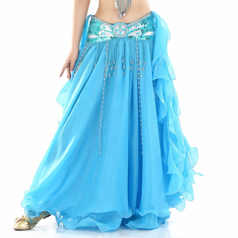 Šifon suknja za belly dance s dvostrukim prorezima i visokim prorezom, 100% poliester