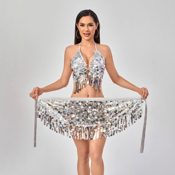 Pojas Belly Dance sa šljokicama i resicama za izvedbu — poliester, sadržaj 80–90%, sexy street style, ručna izrada