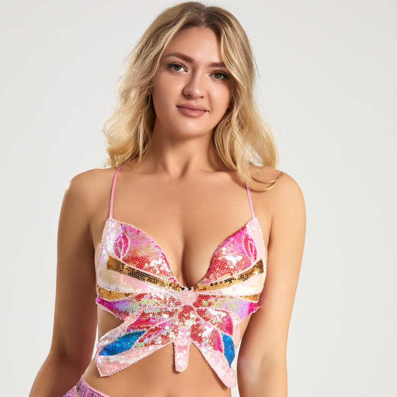 Belly Dance Sequin Butterfly Top – Ivan Dance, Ženski, Mješavina kemijskih vlakana, Poliester